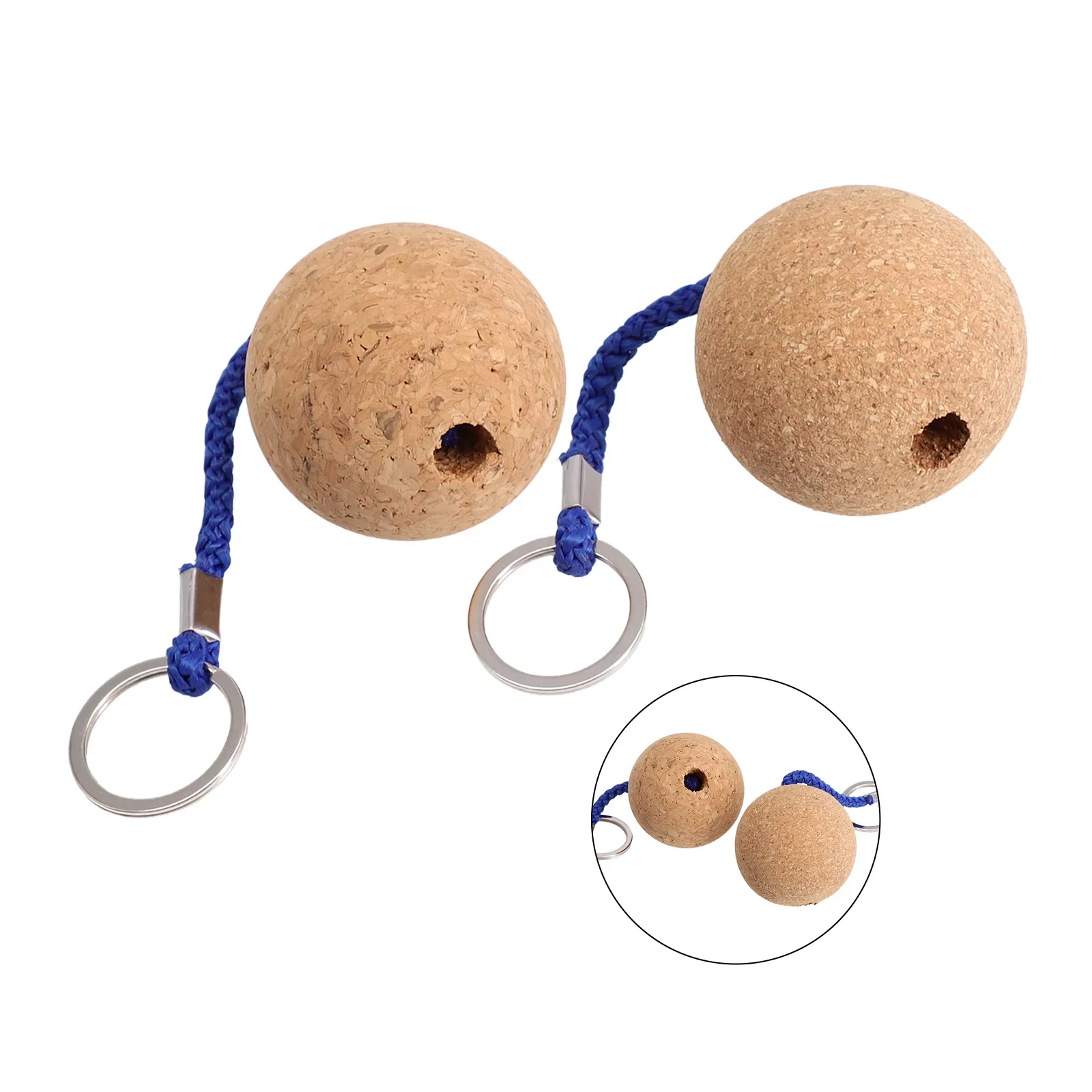 2 Stück 50 mm schwimmende Korkkugel-Schlüsselanhänger, Segelboot-Schwimmkörper, schwimmendes Seil, ultraleichter Holz-Schlüsselanhänger, Kajak-Zubehör – Detail 17