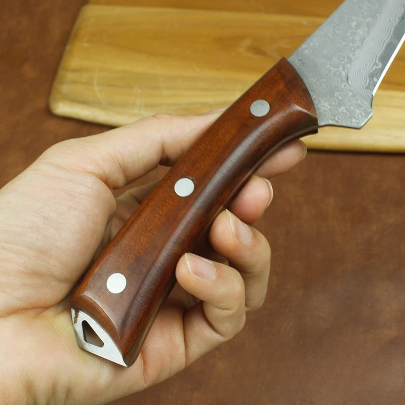 RHON 3PCS Butcher Slaughtering Knives Set VG10 Damascus Steel Wooden Handle Kitchen Slicing Boning Rib Splitting Pork Bone Knife