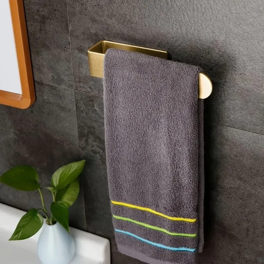 

Прочная самоклеящаяся вешалка для полотенец из нержавеющей стали, бесплатный держатель для салфеток, настенная компактная вешалка для банных полотенец для дома