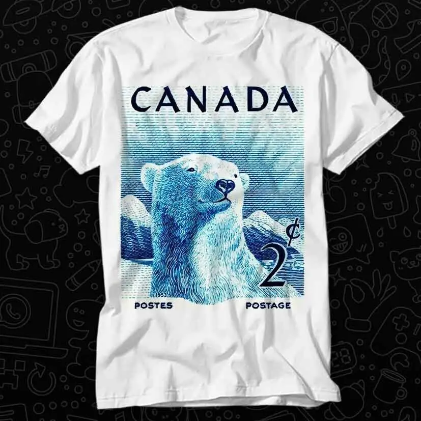 Vintage 1953 Canada Polar Bear Postage Stamp T Shirt 591