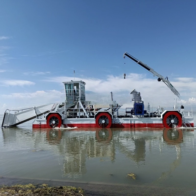 Lawn Mowing Boat, Fully Automatic Water Grass Salvage and Cleaning Garbage Ship, Large Hydraulic Water Gourd Crushing Ship