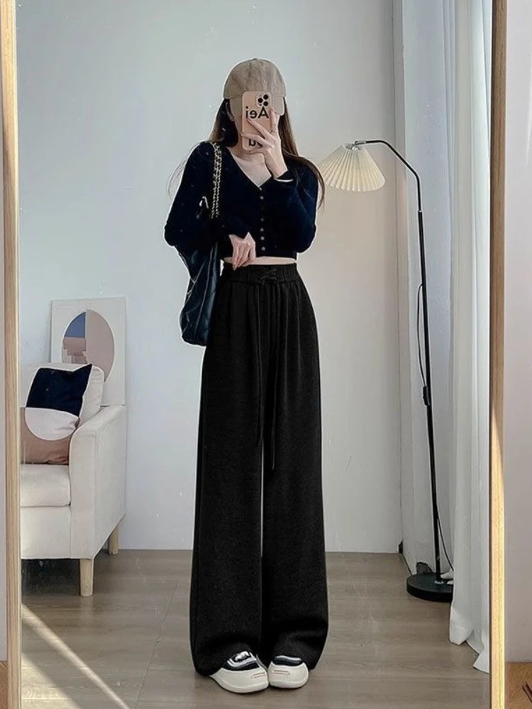 

Spring Casual Pants Women Retro Wide Leg Lounge Sweatpants Purple Comfortable Streetwear Style