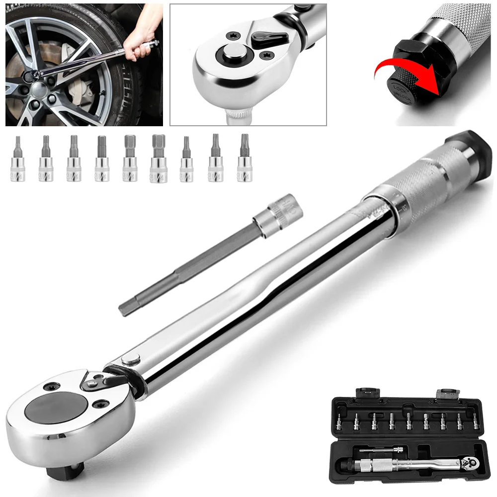 5-25Nm Set di chiavi dinamometriche a sgancio rapido Strumento di riparazione auto Kit di chiavi a cricchetto da 1/4 '' 11 pezzi Chiave dinamometrica Punte per cacciavite Utensile manuale