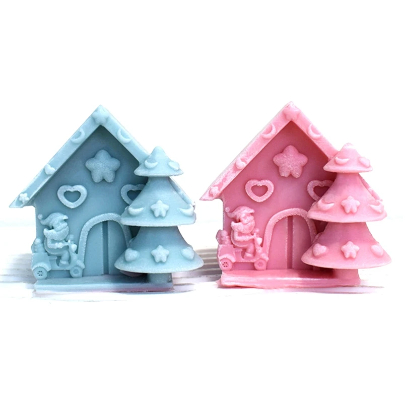 

1 шт., форма для рождественских ароматических свечей, белая, 9X9x7,7 см, гипсовое украшение для дома, форма для рождественской свечи-B51B