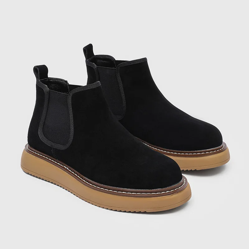 

mens fashion party prom dress chelsea boots slip-on cow suede leather shoes cowboy platform boot autumn winter ankle botas mans