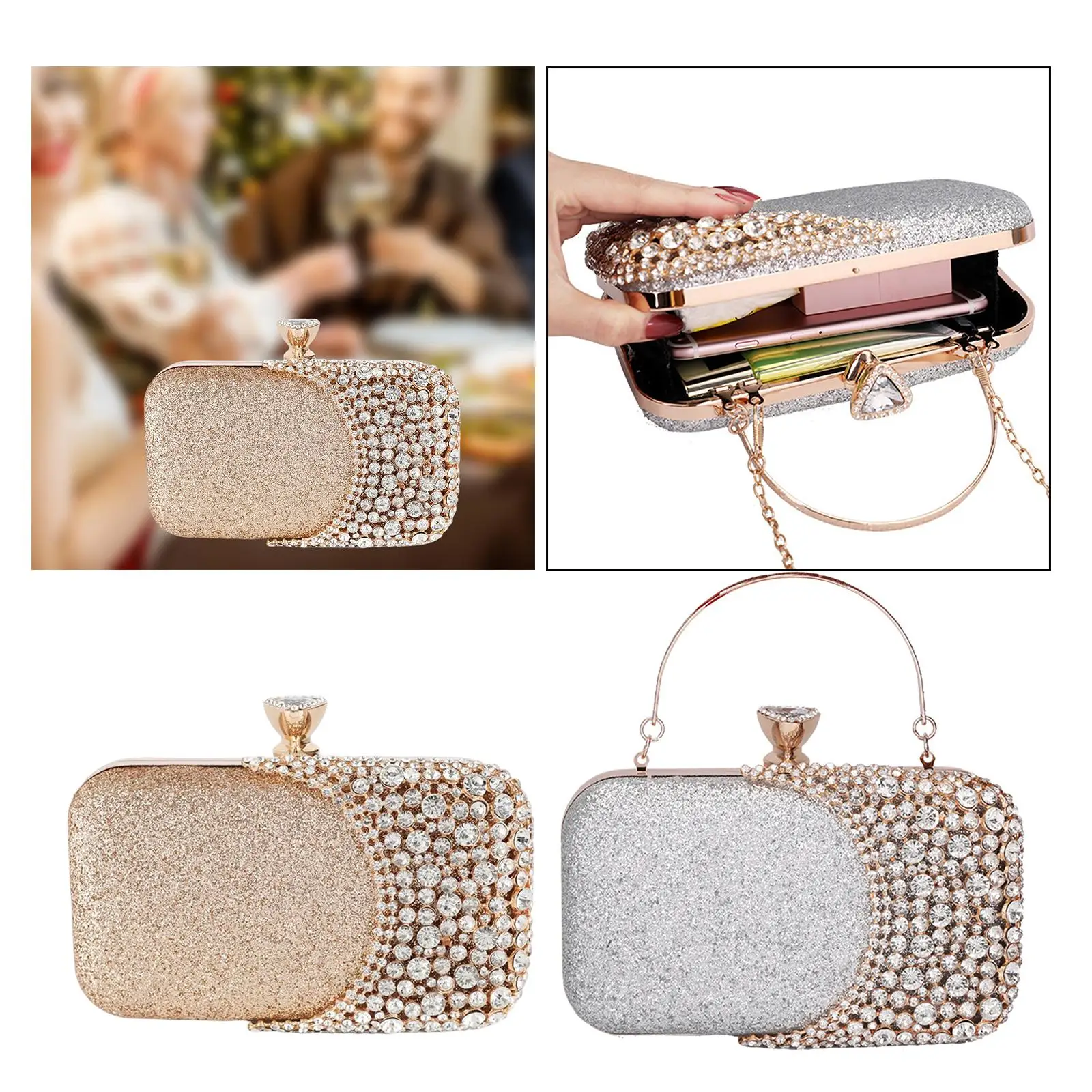 Elegante Clutch Purse para Mulheres, Evening Bag, Cosmetic Gift, Party Handbag