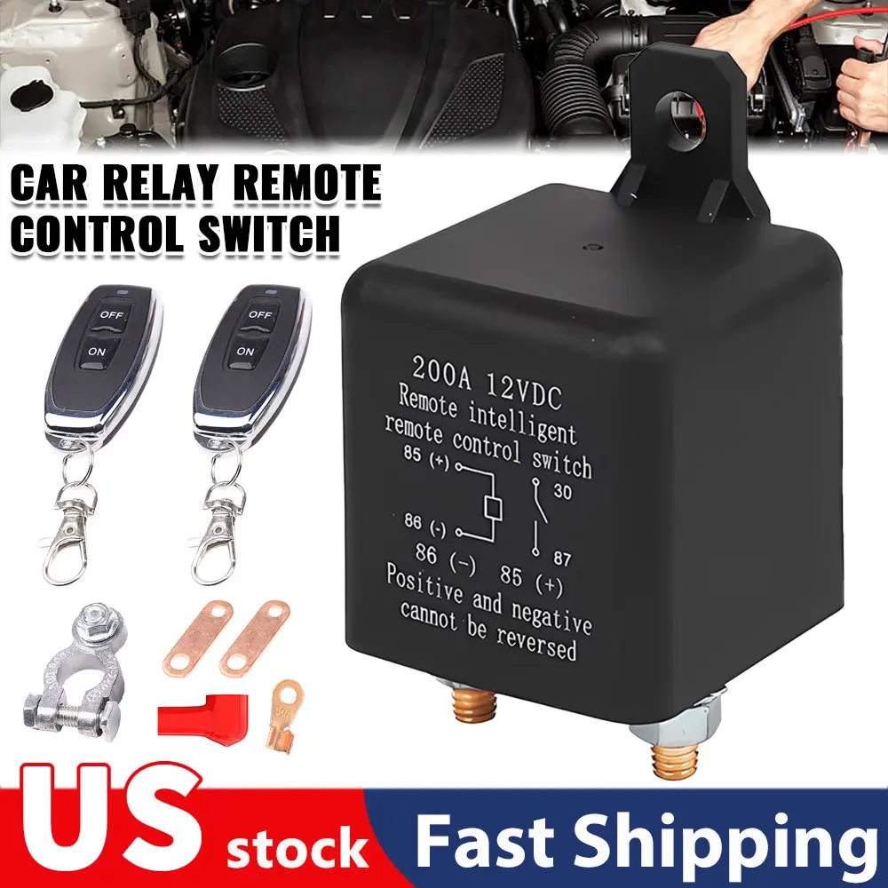 200A 12V Battery Relay Switch Dual Remote Car Battery Disconnect Relay Anti-Theft Battery Shut Off Switch jasmine