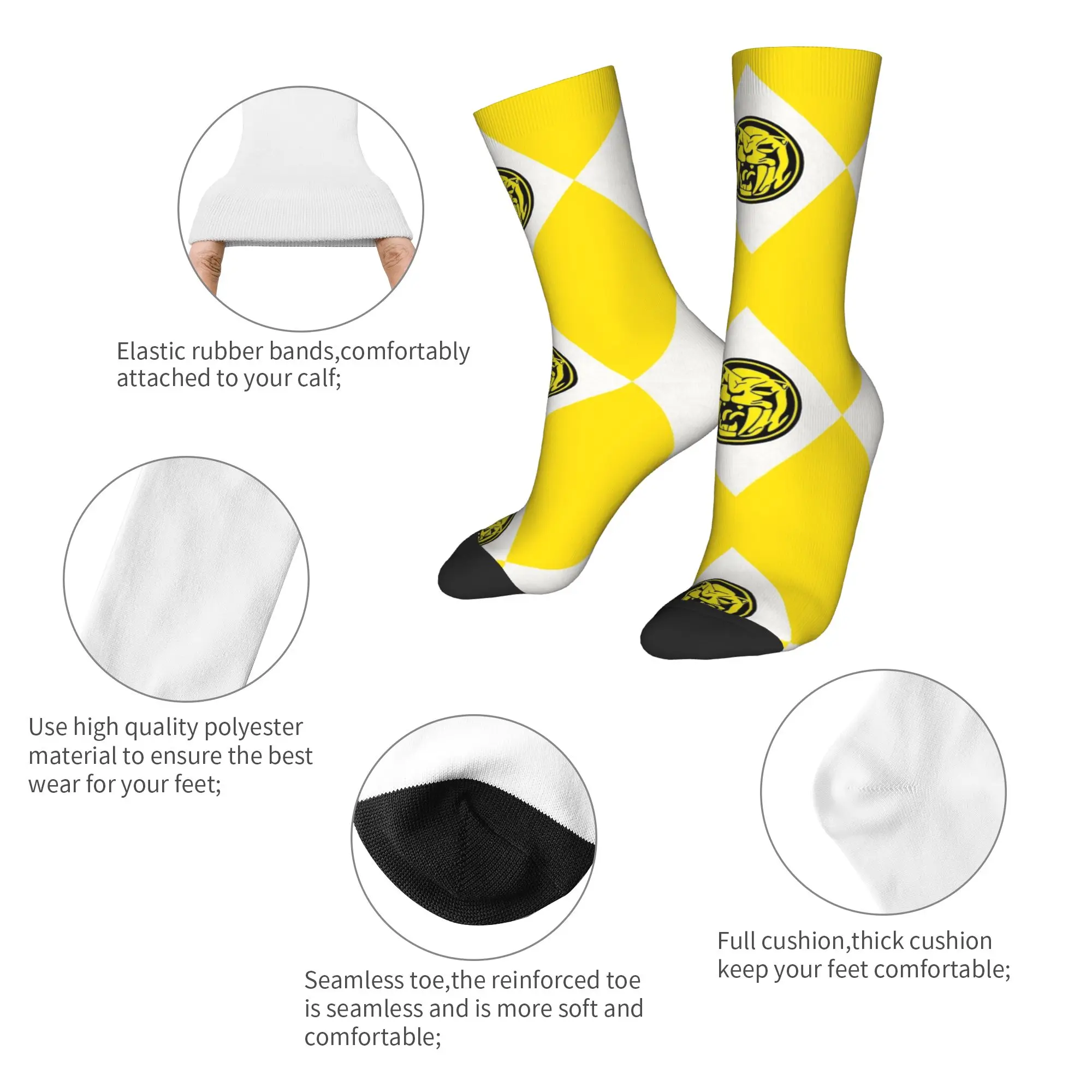 New Men's Socks Novelty Saber-Toothed Tiger Dinozord Powers Rangerr Sock Sport Women Stockings Spring Summer Autumn Winter