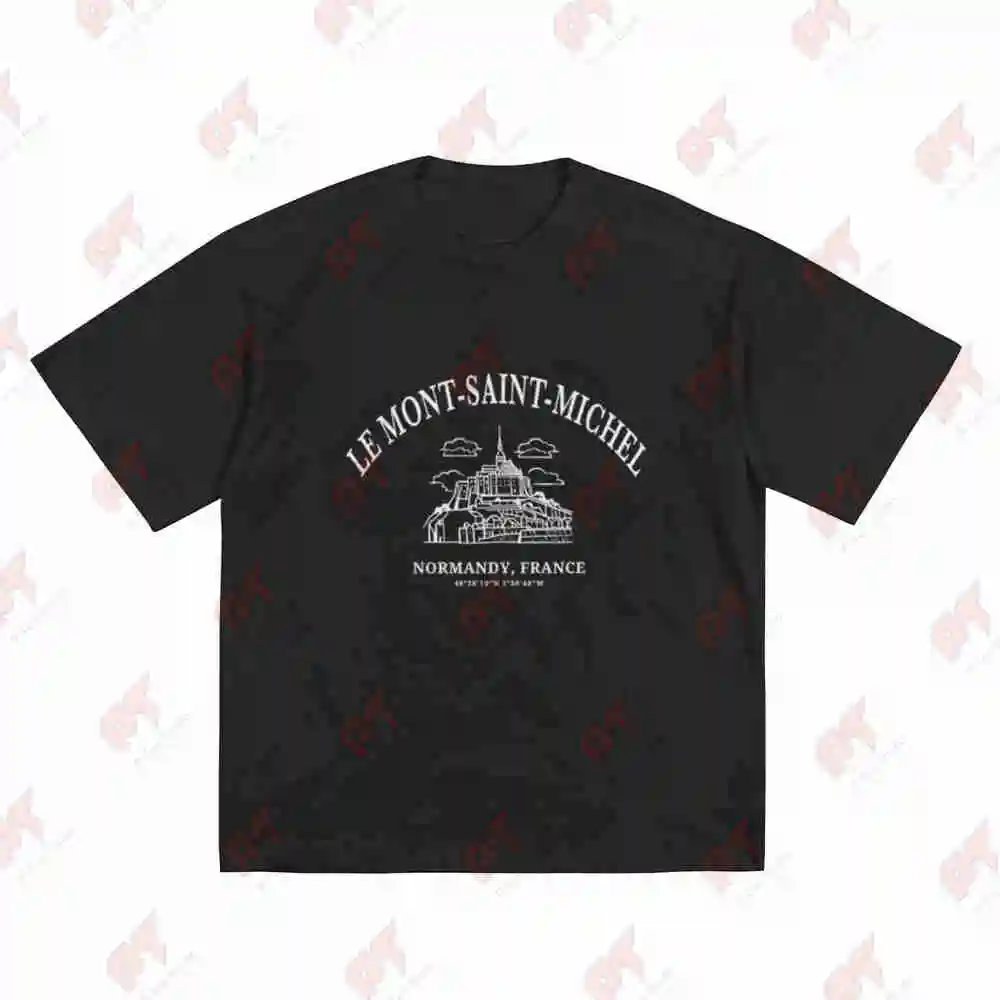 Le Mont Saint Michel Normandy France Short Sleeve Tee 100% Cotton T-Shirt