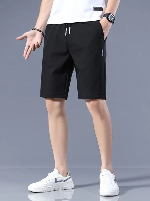 

Ice Silk Five-Quarter orts Men's Summer Thin Loose Teen Casual Qui Dry Dstring Sports Beach Mid-Pants Straight Leg Cas...