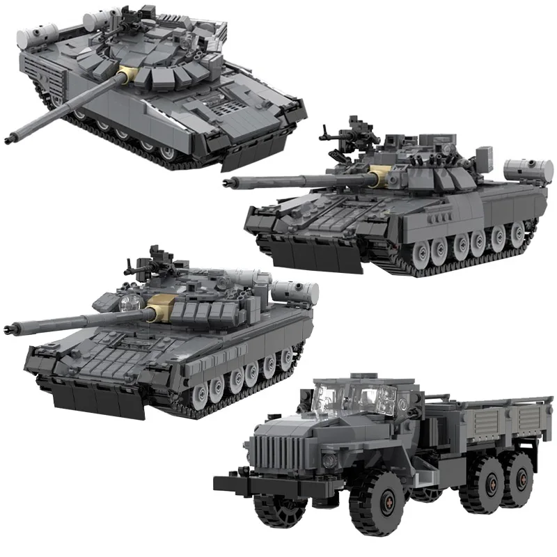 NEW WW2 Military MOC 1:35 scale Russian T-80 Main Battle Tank Model creative ideas high-tech Child Toy Gift Armored Car Blocks