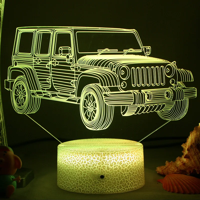 Truck Fire Engine Car Night Light for Boys Bedroom Decor 7 Color Changing USB Night Table Lamp Birtdhay Christmas Gift for Kids