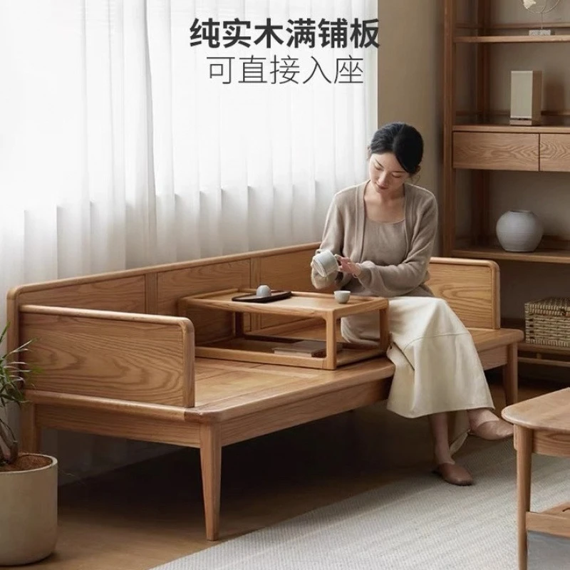 Solid  North American cherry wood sofa bed household small apartment multi-functional new Chinese sofa collapse