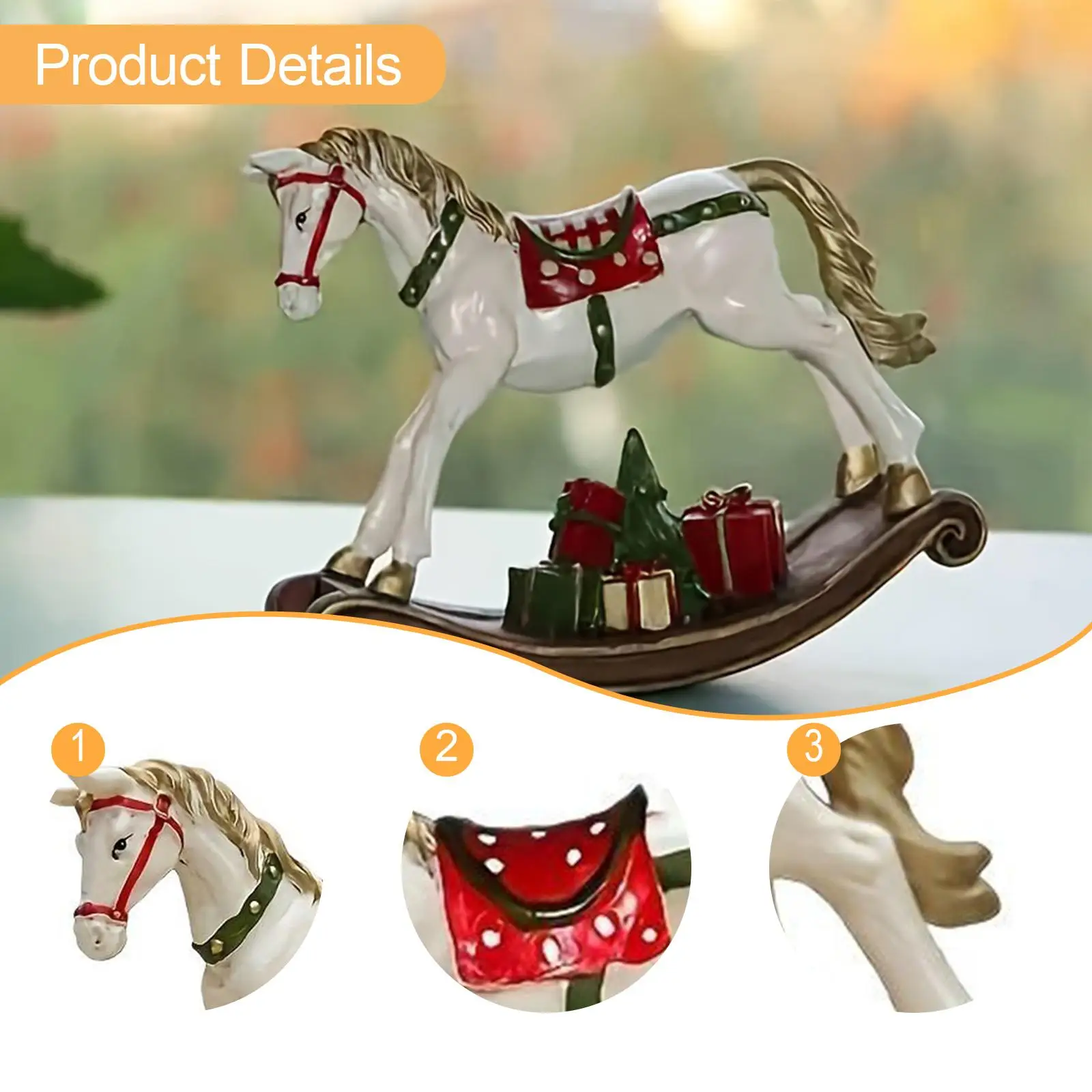 Rocking Horse Statue Simple Lightweight Fashion Collectible Rocking Horse Figurine Christmas Ornament Decor for Bedroom Bookcase