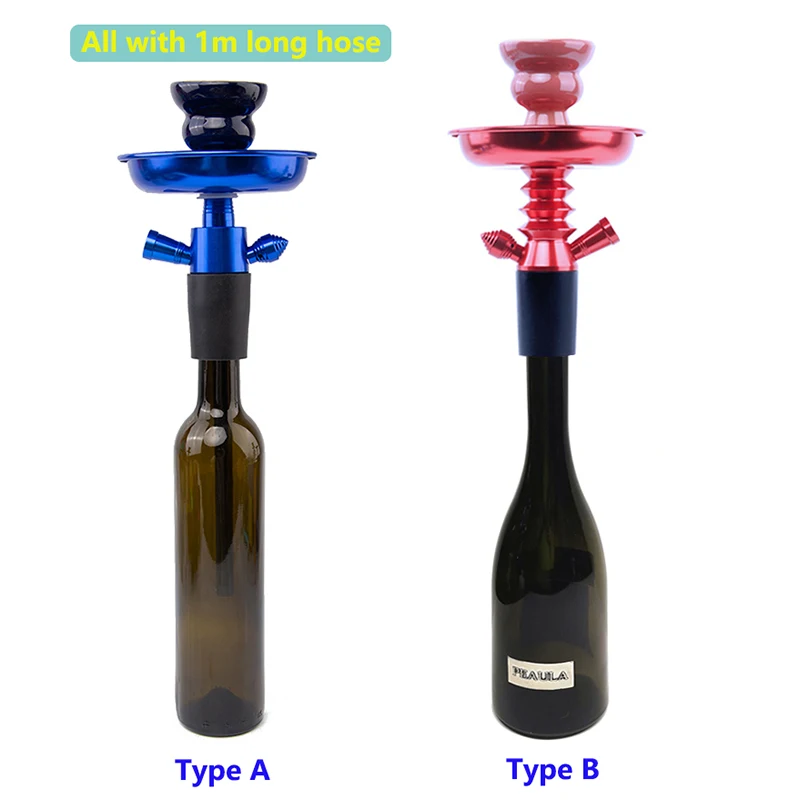 Aluminium Water Smoking Pipe Hookah Stem Kit Metal Hookha Flavor Set Shisha Device Chicha Holder For Liquor Wine Bottle Ornament