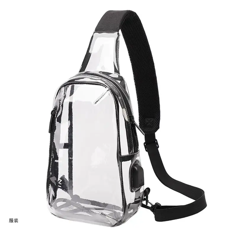 D0UD Clear Sling Bag PVC Crossbody Shoulder Bags Transparent Casual Chest Phone for Women Men Perfect for Hiking Stadium