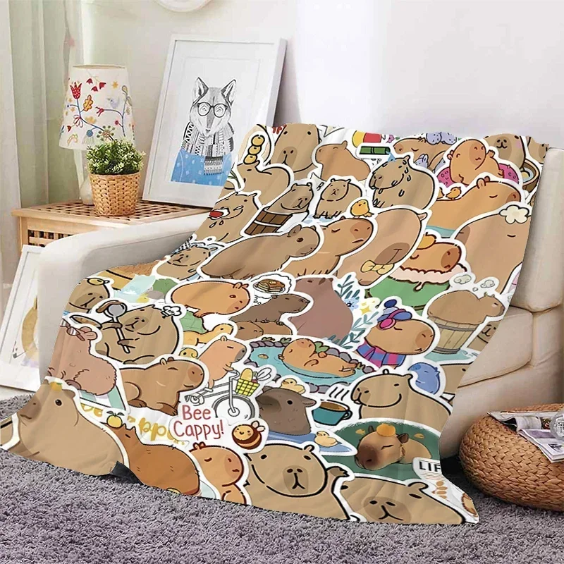 

Capibara Lovely Nap Blanket Sofa Winter Warm Bed Fleece Camping Custom Fluffy Soft Blankets Microfiber Bedding King Size