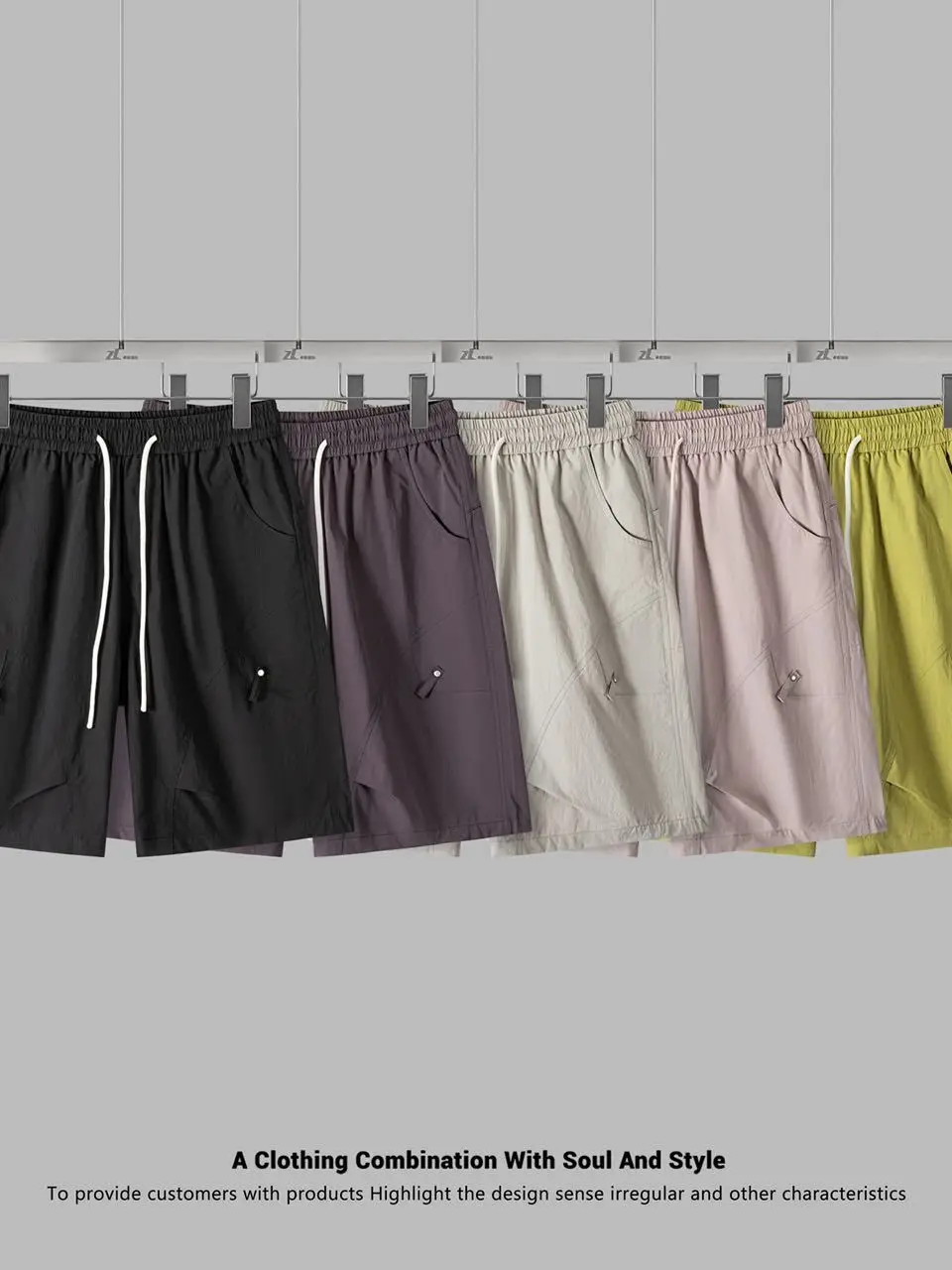 Casual Breathable Elastic Waist Workwear Shorts Men's Summer Loose Fit Knee above Shorts Comfortable Lightweight  Color