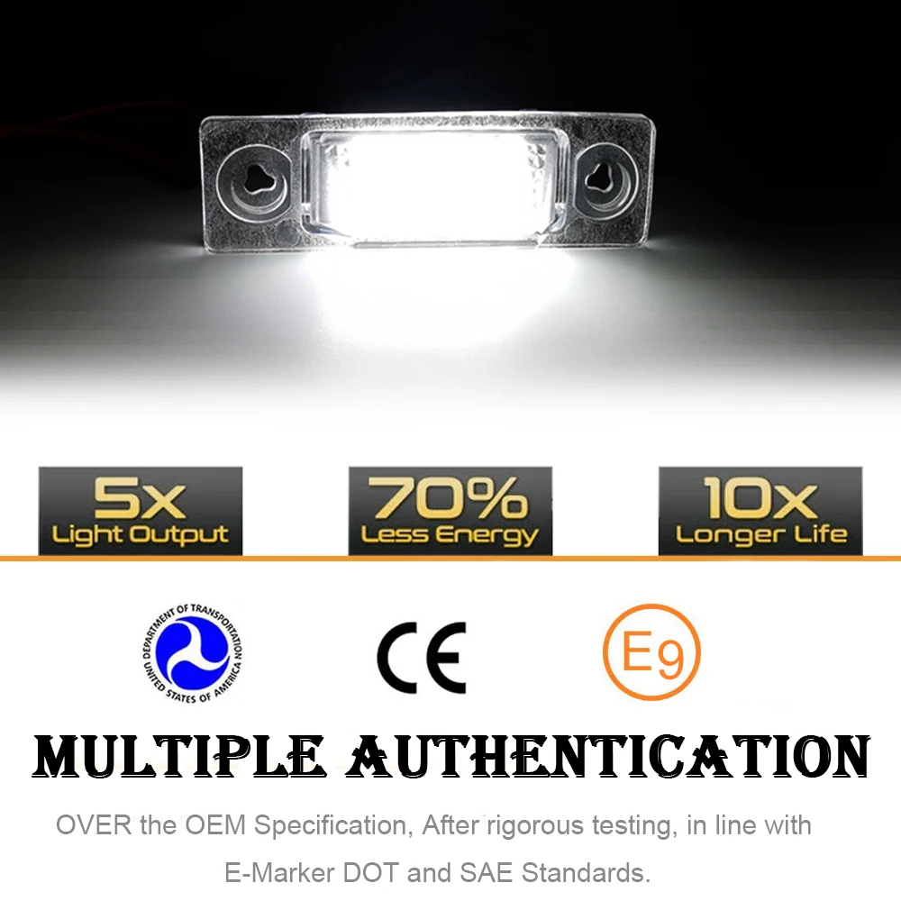 2x Canbus LED Number License Plate Lights For Ford Galaxy MKI WGR 95-06 VW Sharan MKI 95-10 Seat Alhambra 96-10 OEM#7M3943021