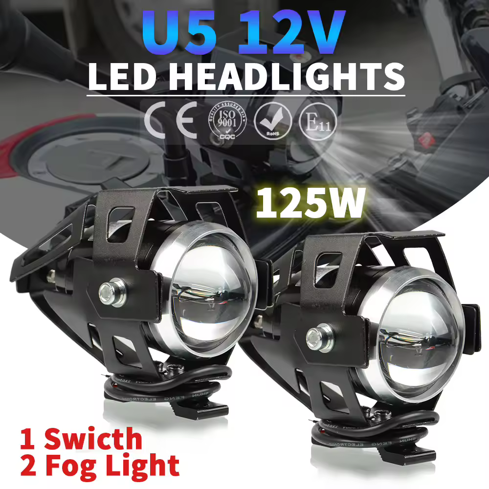 125W 12v U5 motorcycle headlights led spotlight head lamp spot fog lights for HONDA VFR1200F VFR1200X VFR1250 VFR400 VFR750
