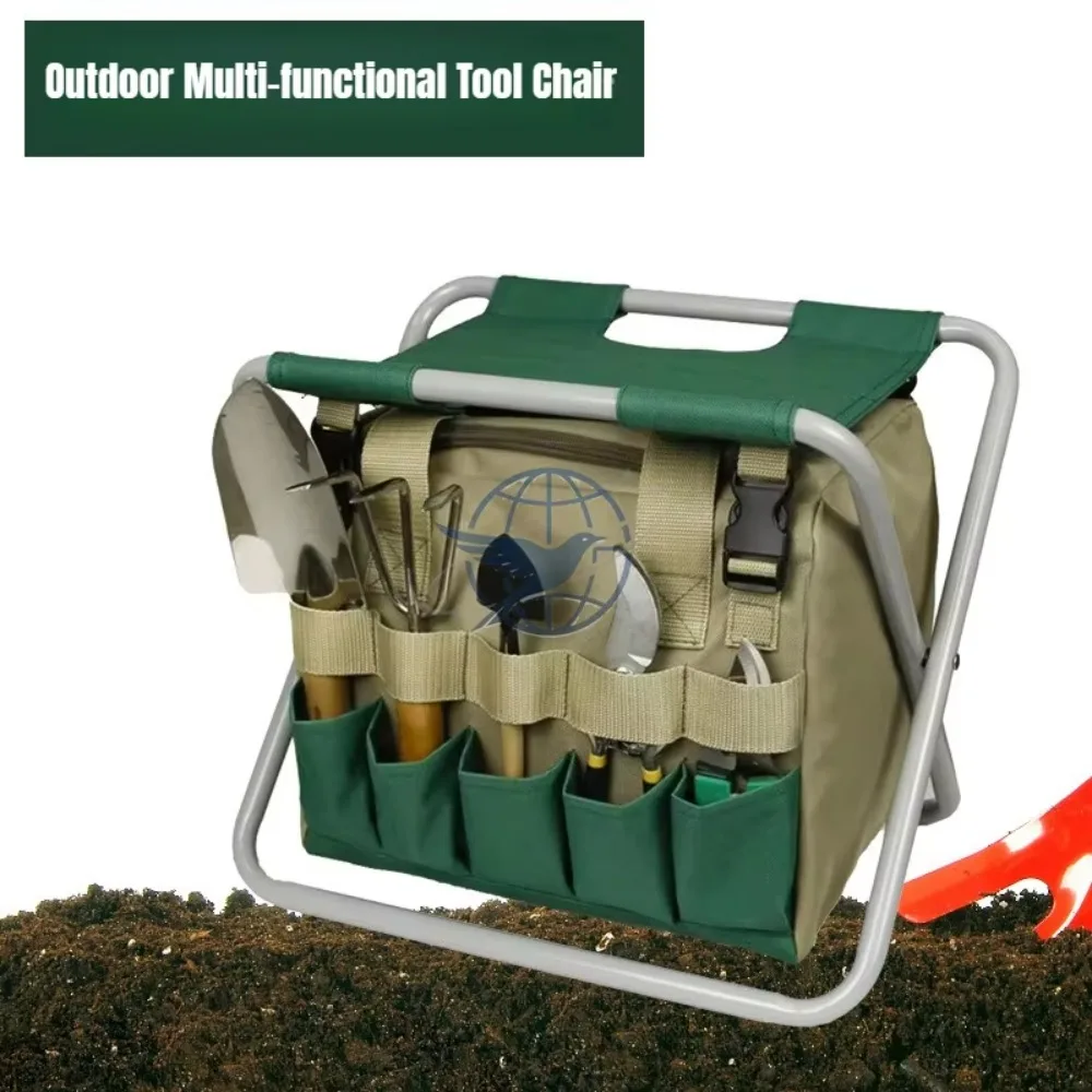 Outdoor folding chair Garden kit Removable horse stool Fishing stool Tool storage bag Multifunctional camping chair