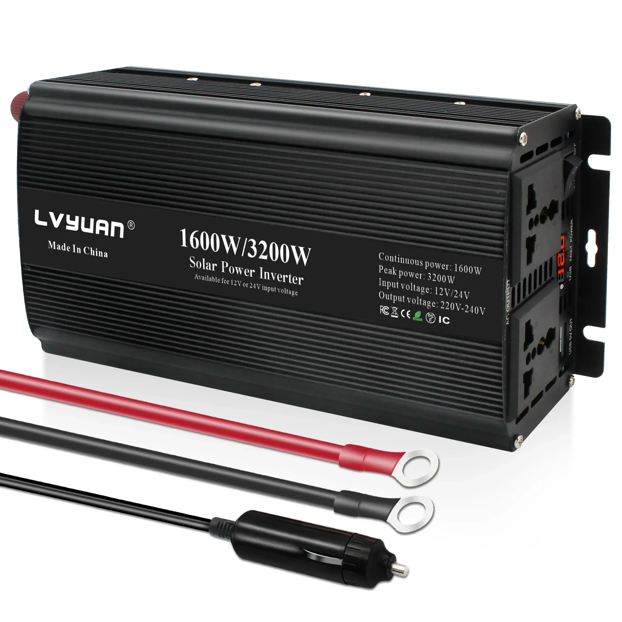 

LVYUAN Inverter 12v/24v 1600W/3200W inverter Converter external fuse dual voltage universal inverters converters