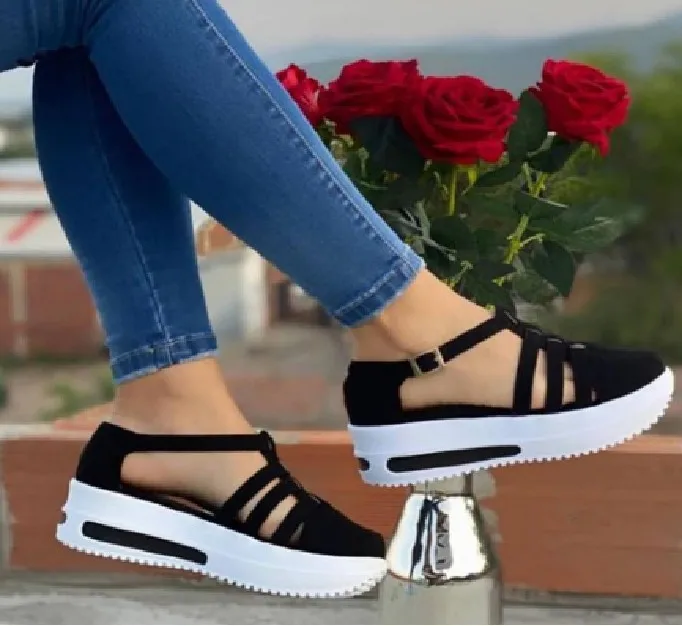 Summer Wedges Shoes for Women Open Toe Beach Female Sandals Multicolor Slingback Sandals Platform Ladies Sandals Plus Size