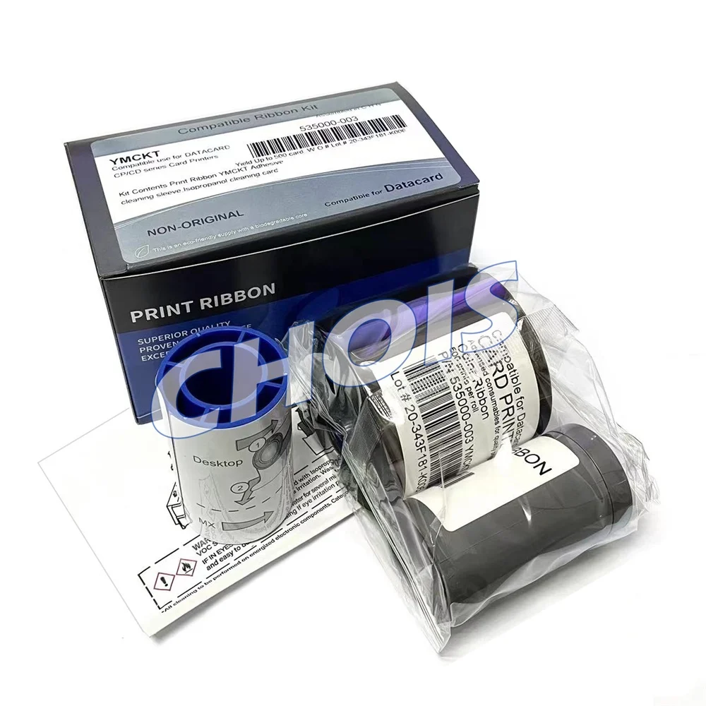 Low Price Compatible Datacard 535000-003 YMCKT Card Printer Ribbon, 500 Prints