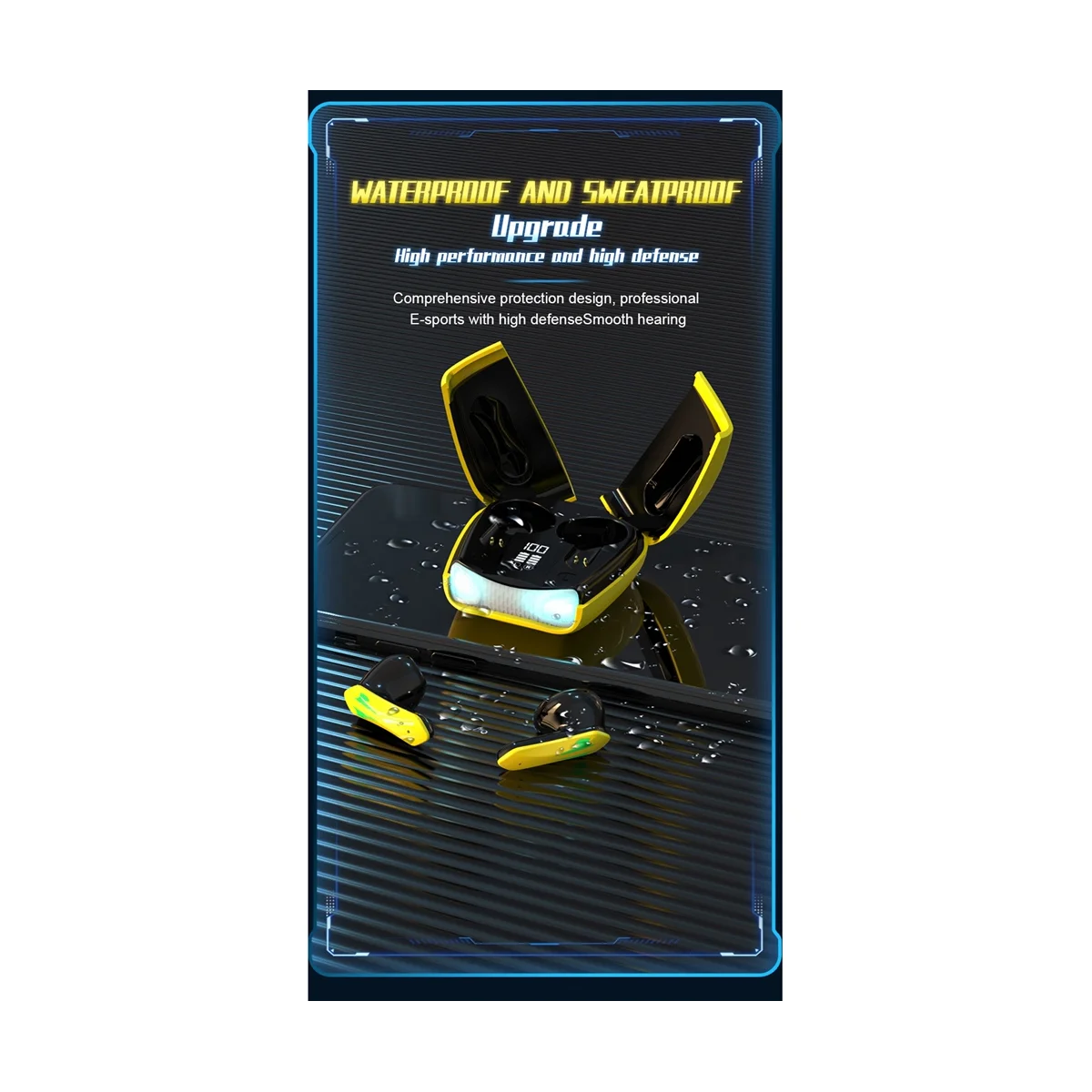 X16Pro 블루투스 5.2 이어폰, 게이밍 무선 헤드셋, 방수 헤드폰, 인이어 이어버드, 마이크 포함, 블랙