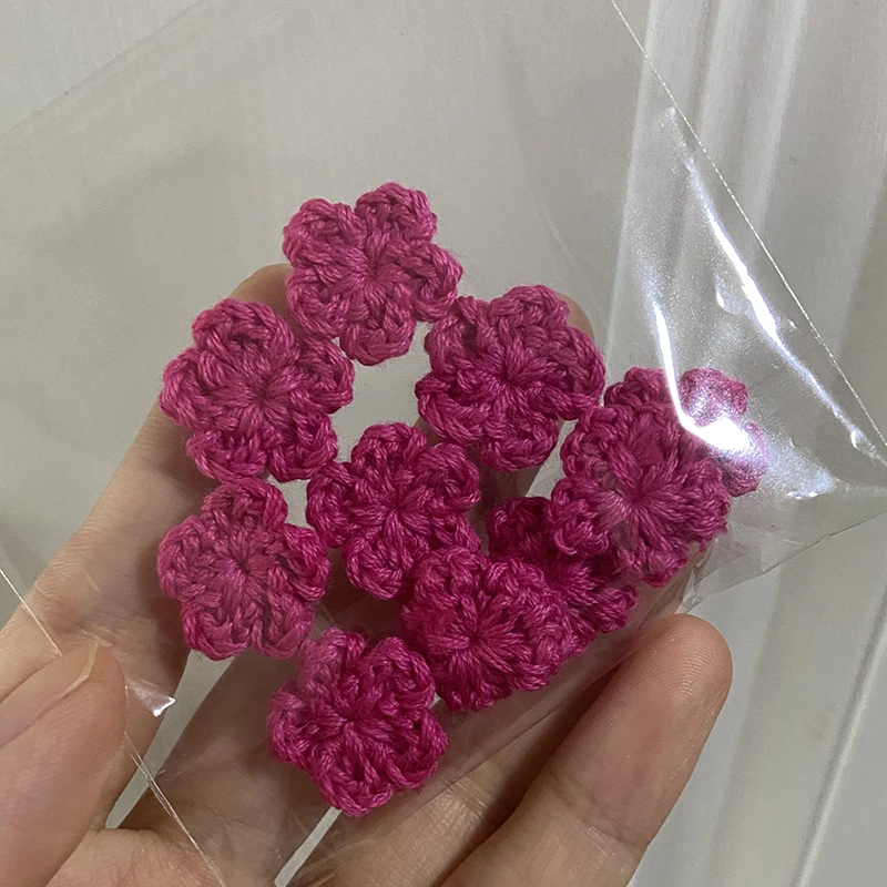 10PCS Knitting 19Colors 2CM Handmade Woven Flowers Multi-color DIY Clothing Hand Crocheted DIY Material Accessories