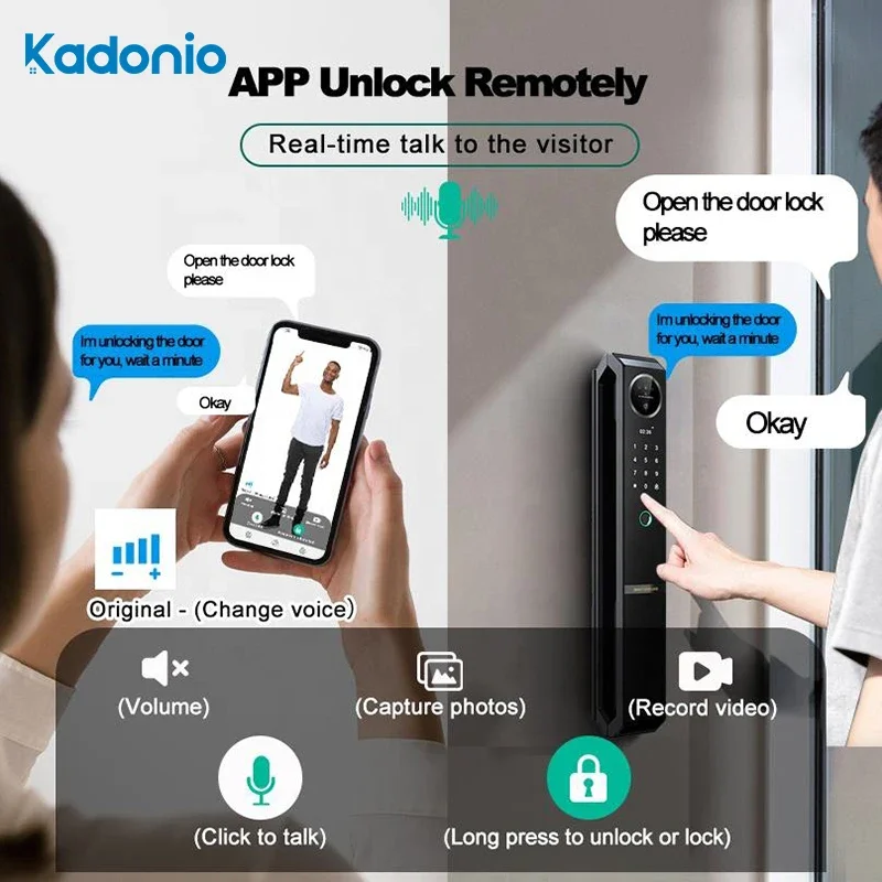 006Kadonio Smart Door Lock with Electronic Keypad NFC 3D Face Recognition Digital Code and Key Fingerprint and WiFi