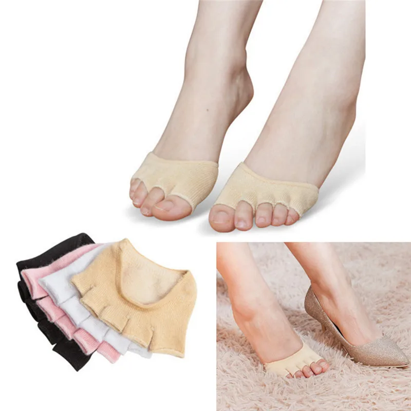 1 Pair Women Five Finger Socks Sweat Absorb Invisible Soft Foot Care Unisex Breathable Forefoot Nursing Toe Socks