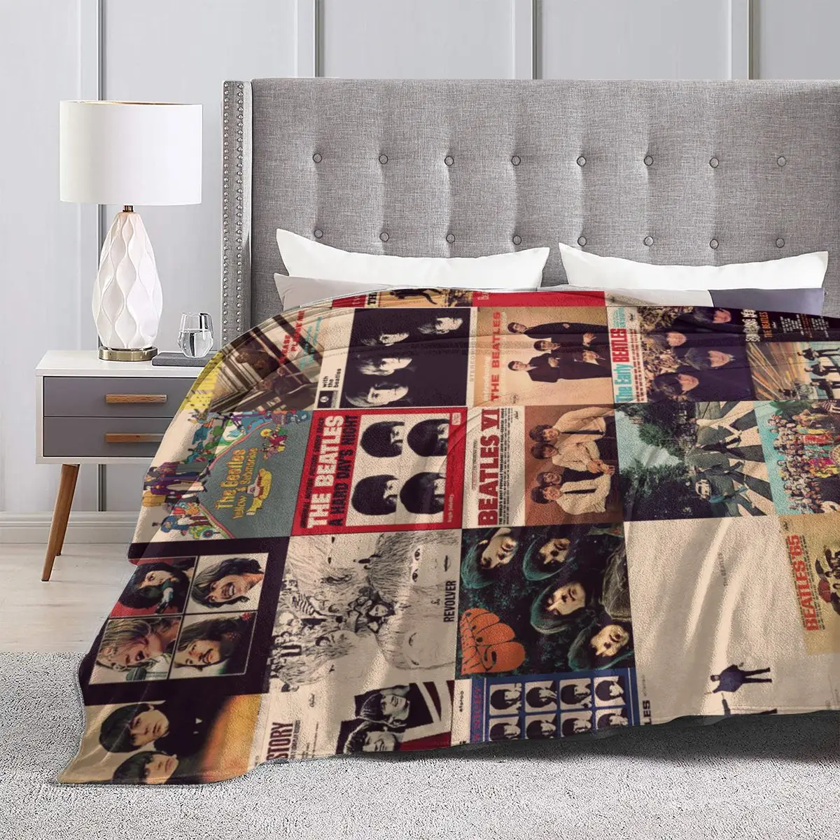 Harajuku The Beatle Memebers Art 1 Blanket Soft Warm Flannel Throw Blanket Bedding for Bed Living room Picnic Travel Home Couch