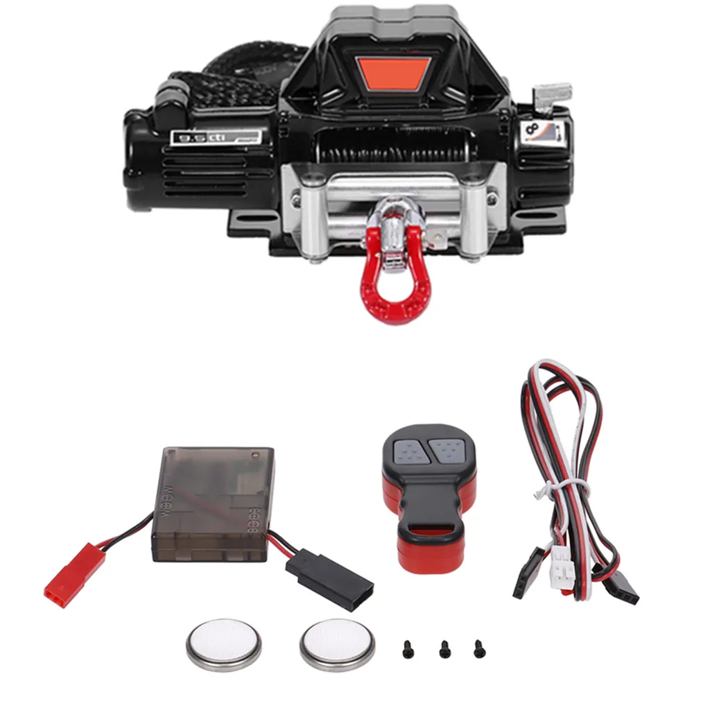 Metalowa wciągarka do samochodów RC, model symulacyjny systemu zdalnego sterowania wciągarką do samochodów RC typu crawler 1/10 Axial SCX10 90046 TRX4 TRX6 Gen8 Redcat