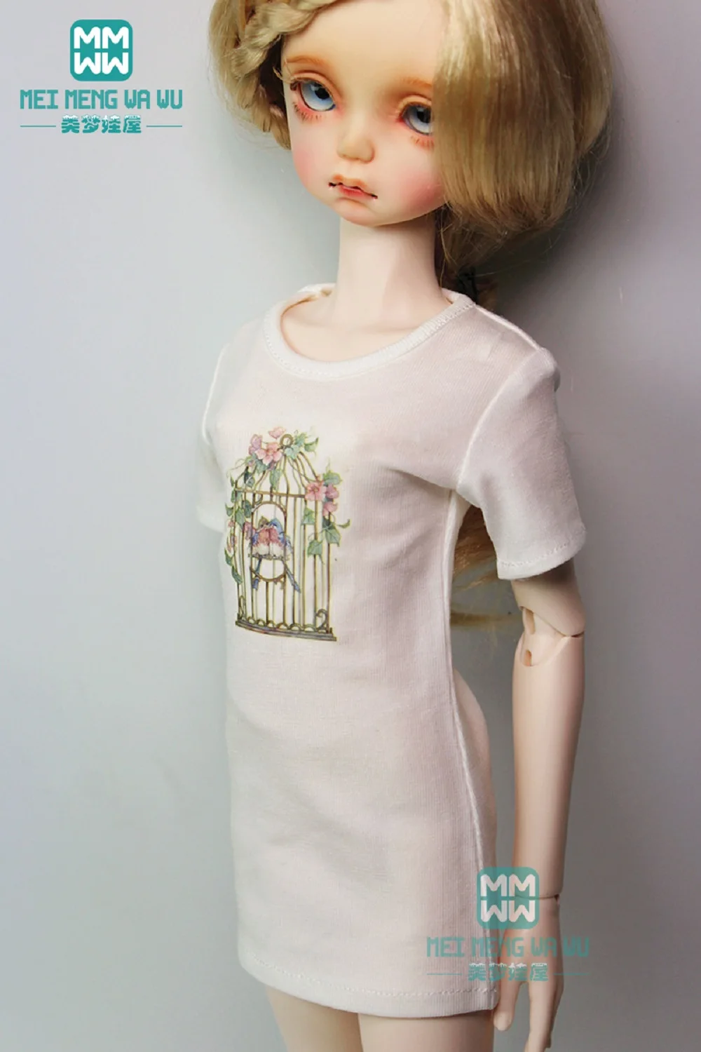 Se adapta a muñecas BJD de 1/4, ropa de moda MSD, camiseta informal larga con estampado, regalo
