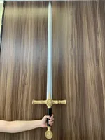 New Medieval Cosplay Golden Solomon Sword Western Knight Sword Crusader Crusader Sword Prop Cos Zoro Knife PU Weapon Model Toy