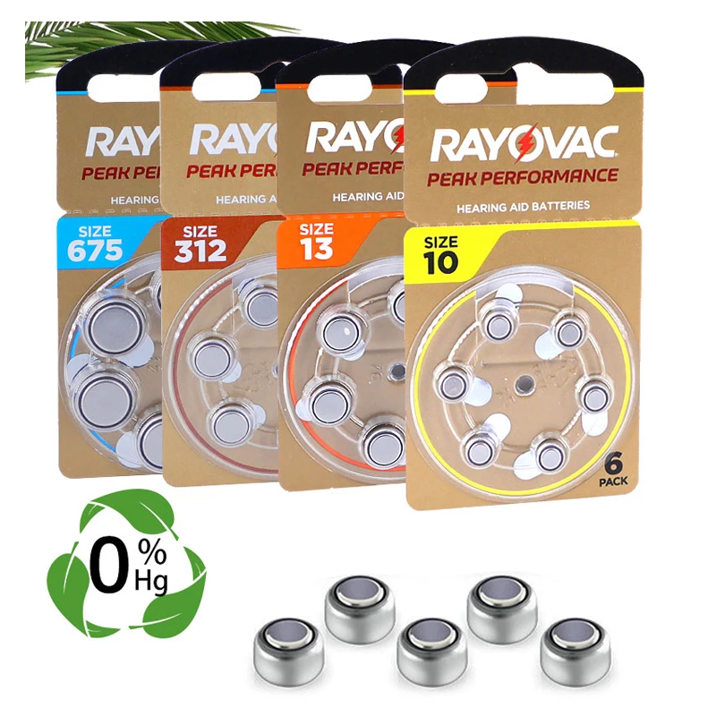 

60PC Hearing Aid Batteries RAYOVAC PEAK 1.45V A312 10 A13 675 PR41 Zinc Air Battery For BTE CIC RIC OE Hearing Aids Earphones