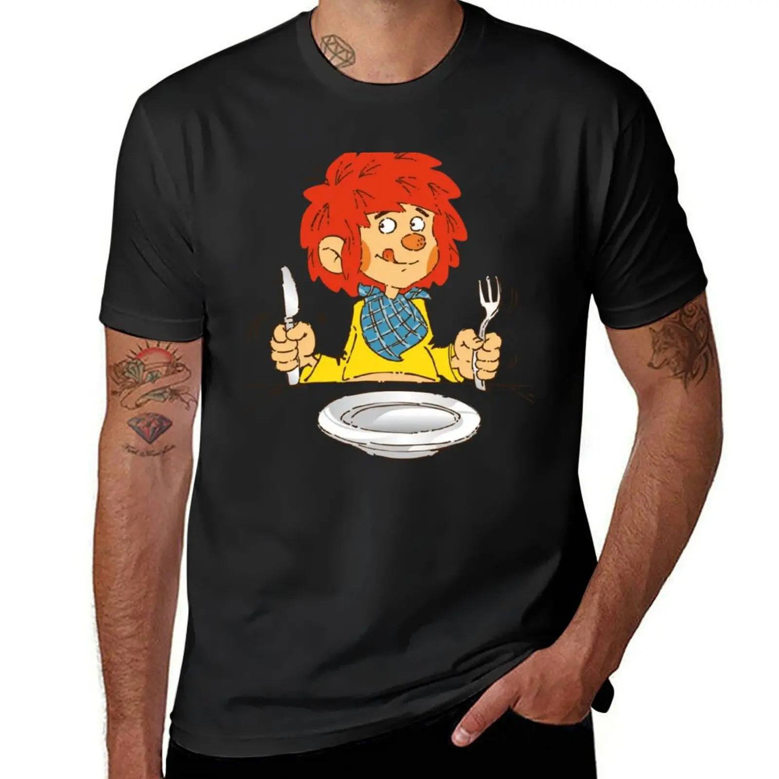 เสื้อยืดลาย Pumuckl meal Time สำหรับเด็กผู้ชายตัวใหญ่พิเศษ MODE Korea