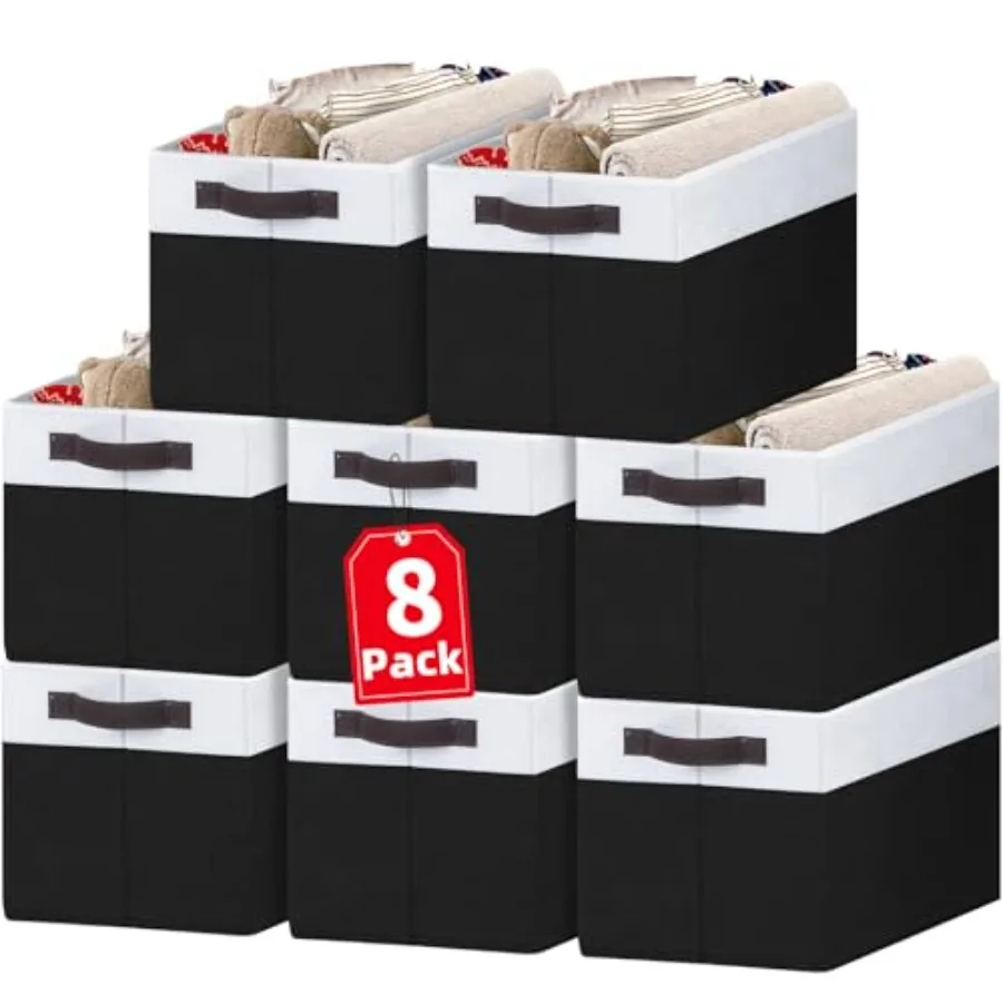 

8 Pack Large Storage Baskets for Room Organization, Multi-Purpose Bins for Closet, Shees, Kitchen, Office, Decorative Fabric Fo
