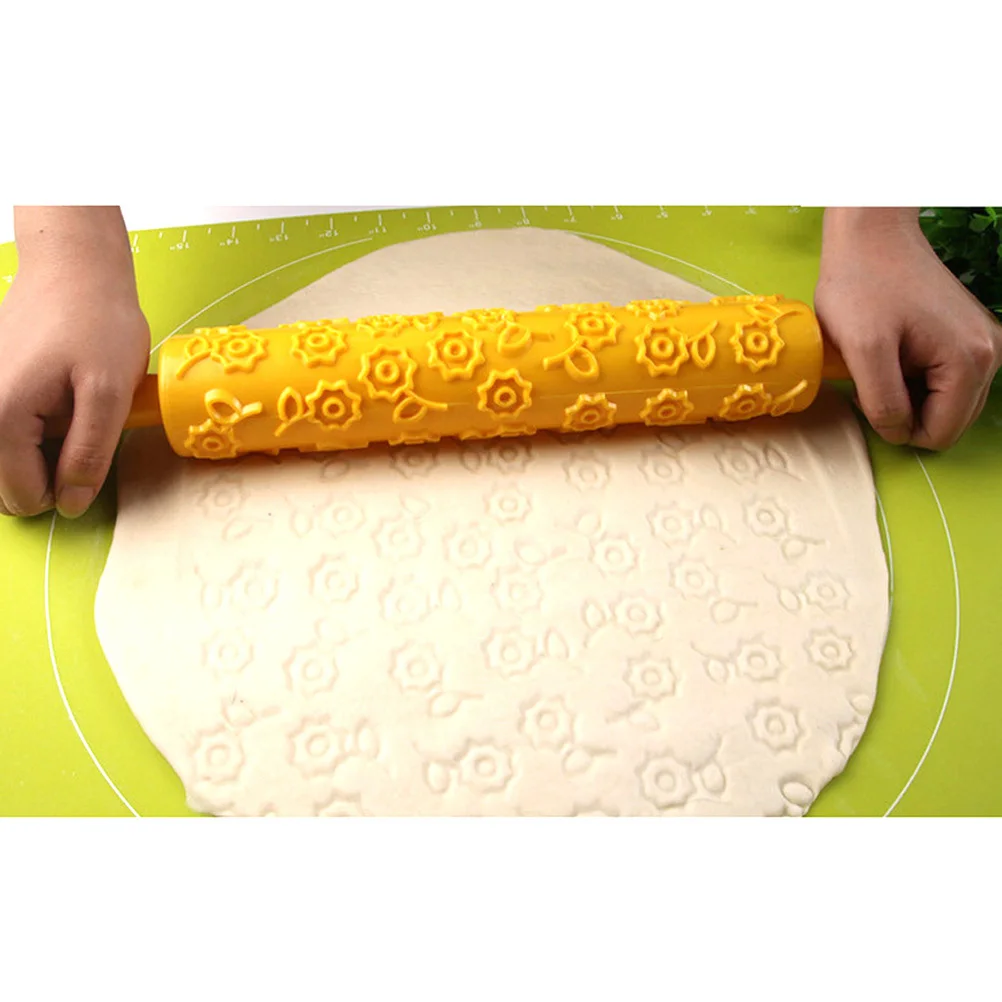

5Pcs Embossed Rolling Pin Plastic Dough Stamp for DIY Sugarcraft Fondant Cake Decoration Rolled Dough Baking Kitchen Tool