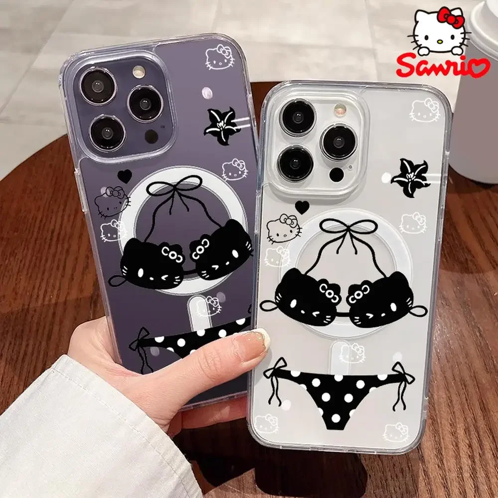 مرحبا كيتي جراب هاتف منع السقوط آيفون 16/15/14/13/12/11 فتاة جراب هاتف مرحبا كيتي الإكسسوارات 2025 جديد