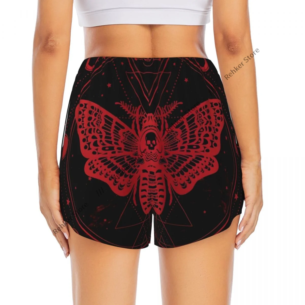 Damskie spodenki do jogi Straszna Motyla Martwa Głowa Na Magicznym Pentagramie Spodenki Treningowe szybkoschnące Damskie Spodenki do Jogi na Siłownię Odzież Sportowa
