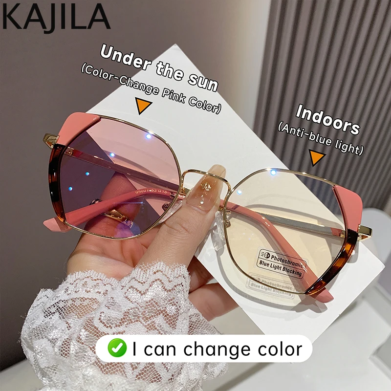 

Vintage Square Sunglasses Women Change Color Prescription Glasses 2025 Anti Blue Light Eyeglasses Photochromic Polygon Eyewear