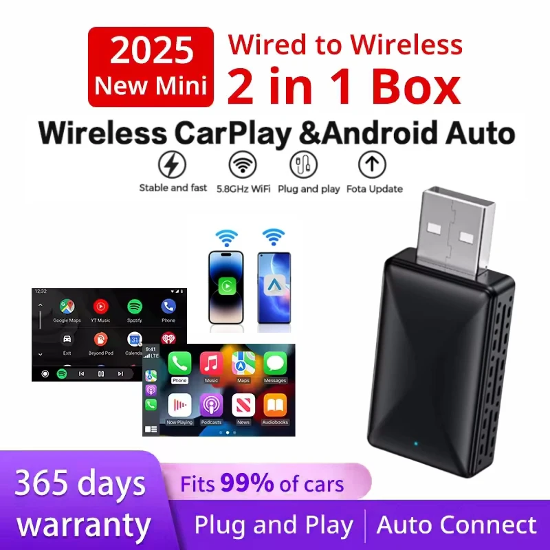 NIEUWE draadloze CarPlay Android Auto draadloze adapter Smart Mini Box Plug and Play WiFi Fast Connect Universal