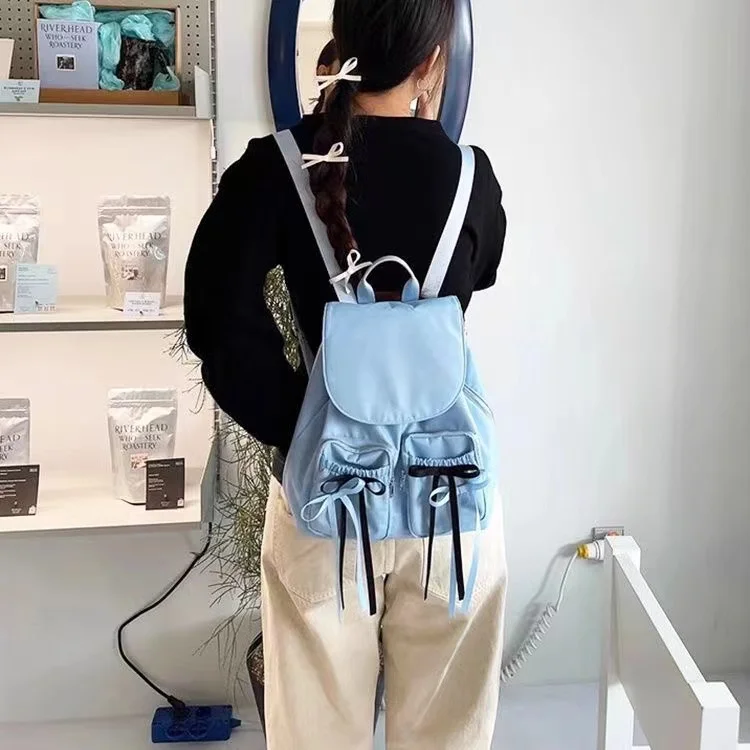 Nischen design süßes Mädchen Bogen großer Kapazität Rucksack für Frauen pendeln vielseitige Nylon rucksäcke