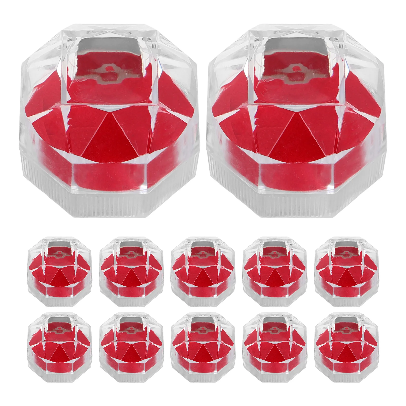 

20Pcs Transparent Crystal Ring Jewelry Box Storage Case with Lid Travel Organizer for Engagement Proposal Wedding Ceremony