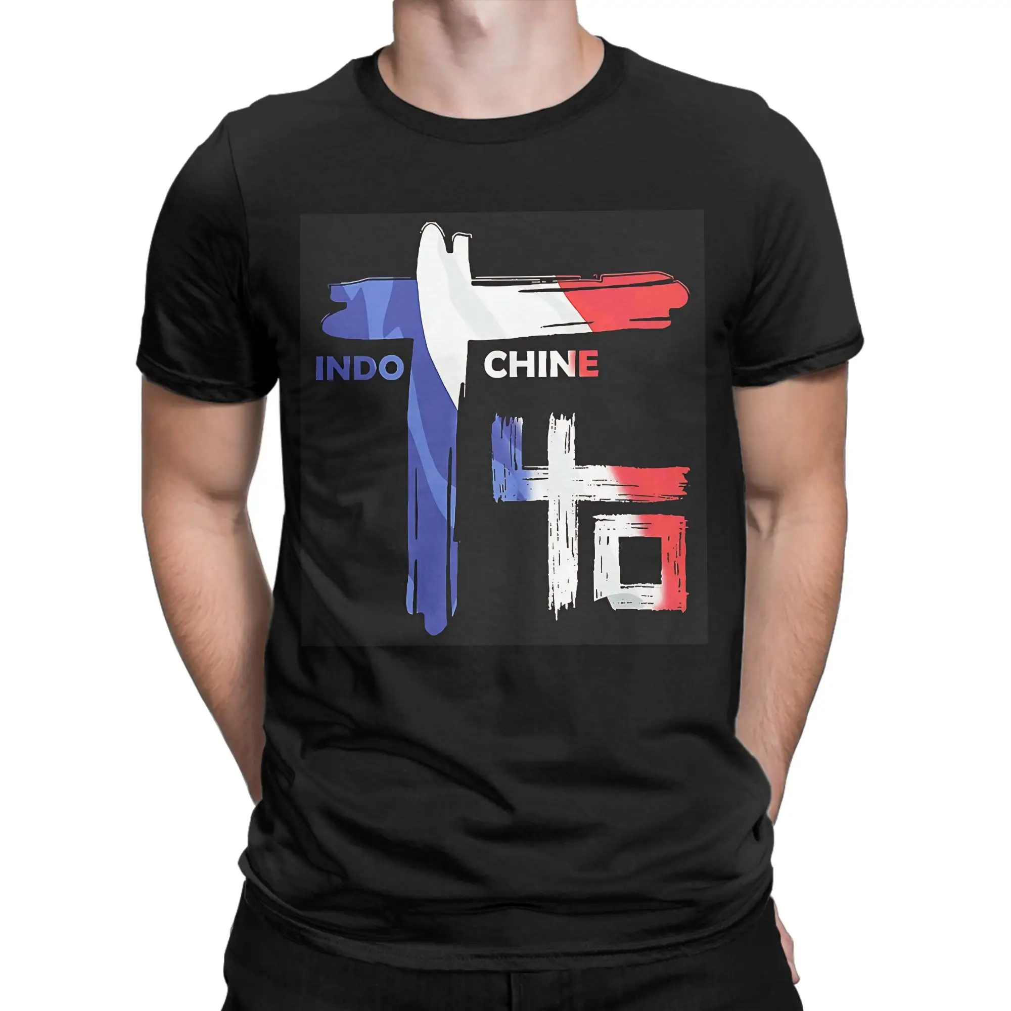 Red Brushstroke Symbol Graphic Funny 100% Cotton T-Shirt Indochine Tees Tops For Men