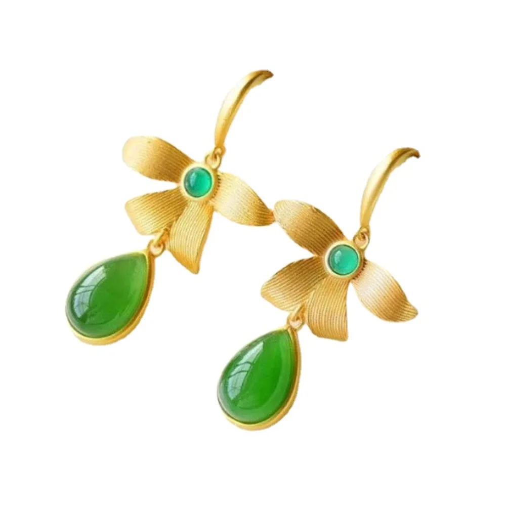 

Authentic S925 Silver Simple Earrings Natural Jade Earrings