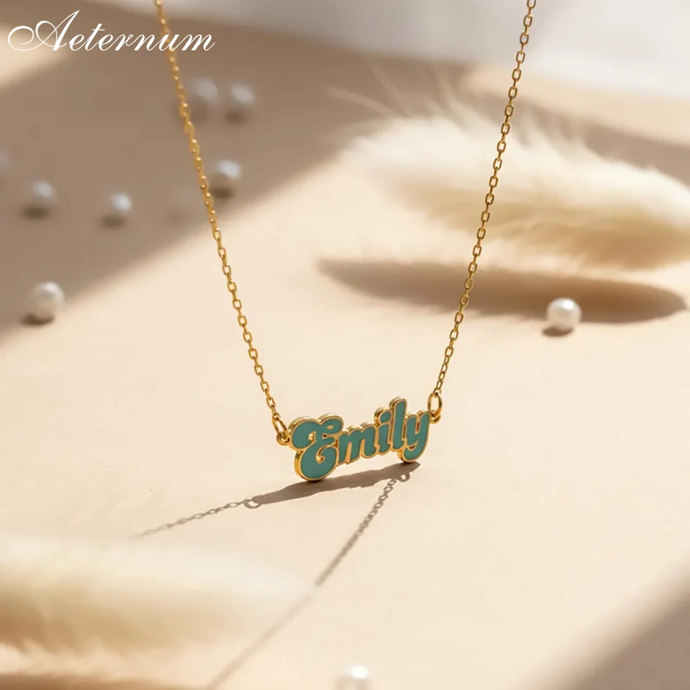 Gepersonaliseerde aangepaste naam ketting voor vrouwen roestvrij staal emaille brief hanger kleurrijke Engelse naam Festival sieraden cadeau