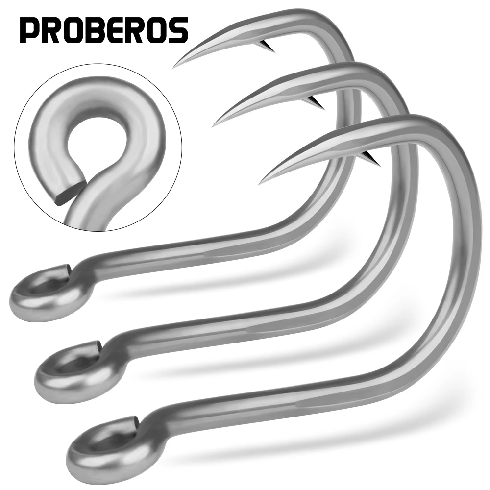 

PROBEROS 10pcs/lot Fishing Hook Set High Carbon Steel Sea Fishing Hooks Saltwater Pesca Anti-Rust Carp Bass Fishing Accessories